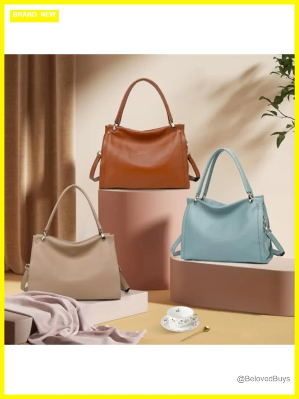 Genuine Leather Tote Handbag for Women - Soft Satchel Shoulder Hobo Bag